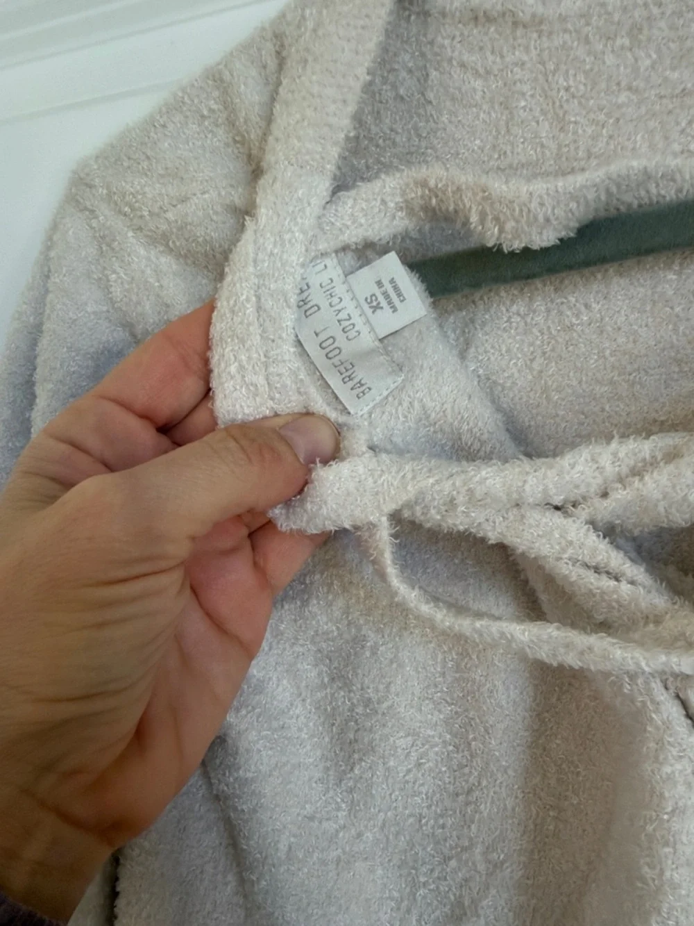 Barefoot Dreams Plush Lace-Up Hoodie in Cream - Picture 2 of 6